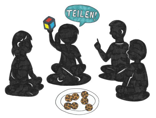 Spiel zum Thema Teilen mit Kindern: Wer teilt zuerst?