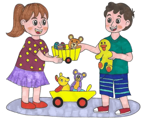 Kindern spielerisch Werte vermitteln: Kinder teilen Spielzeug