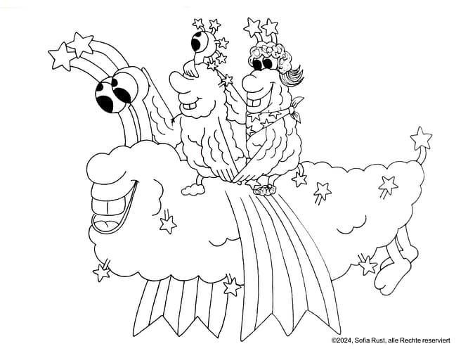 Ausmalbild "Tonk, Wutsch und Wumpi"